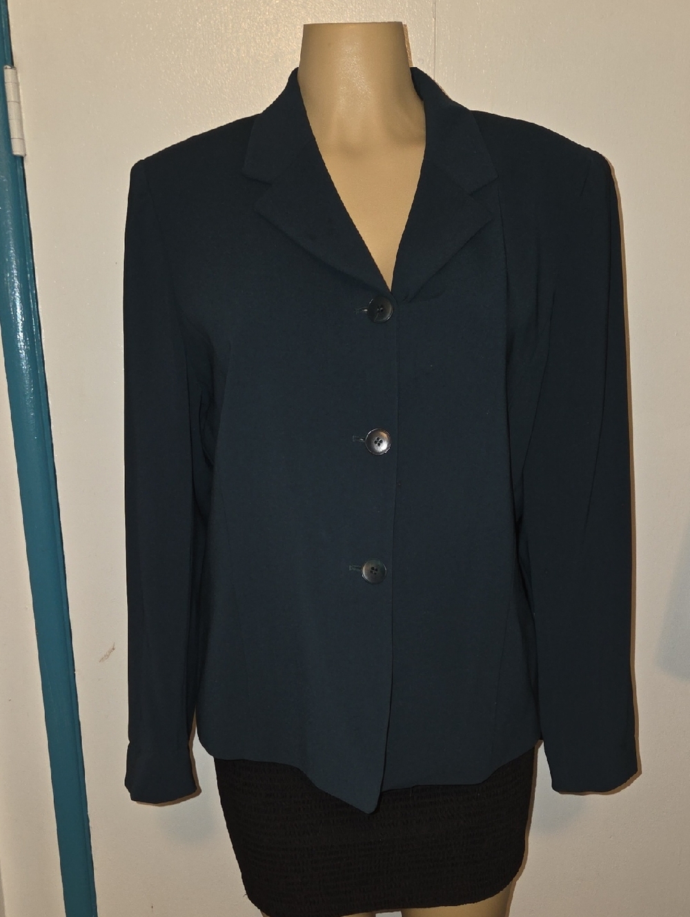 Jones New York Women's Navy Single-Breasted Blazer green/blue color
